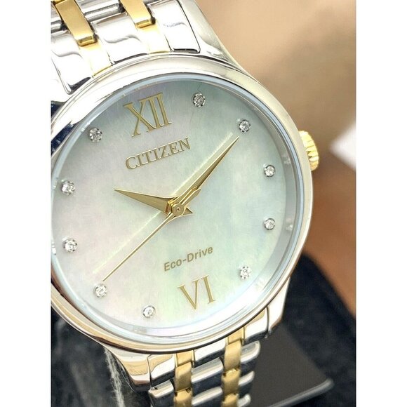 Citizen Accessories - Citizen Women's Watch EM0894-50D Eco Drive Mother of Pearl Dial Two Tone…